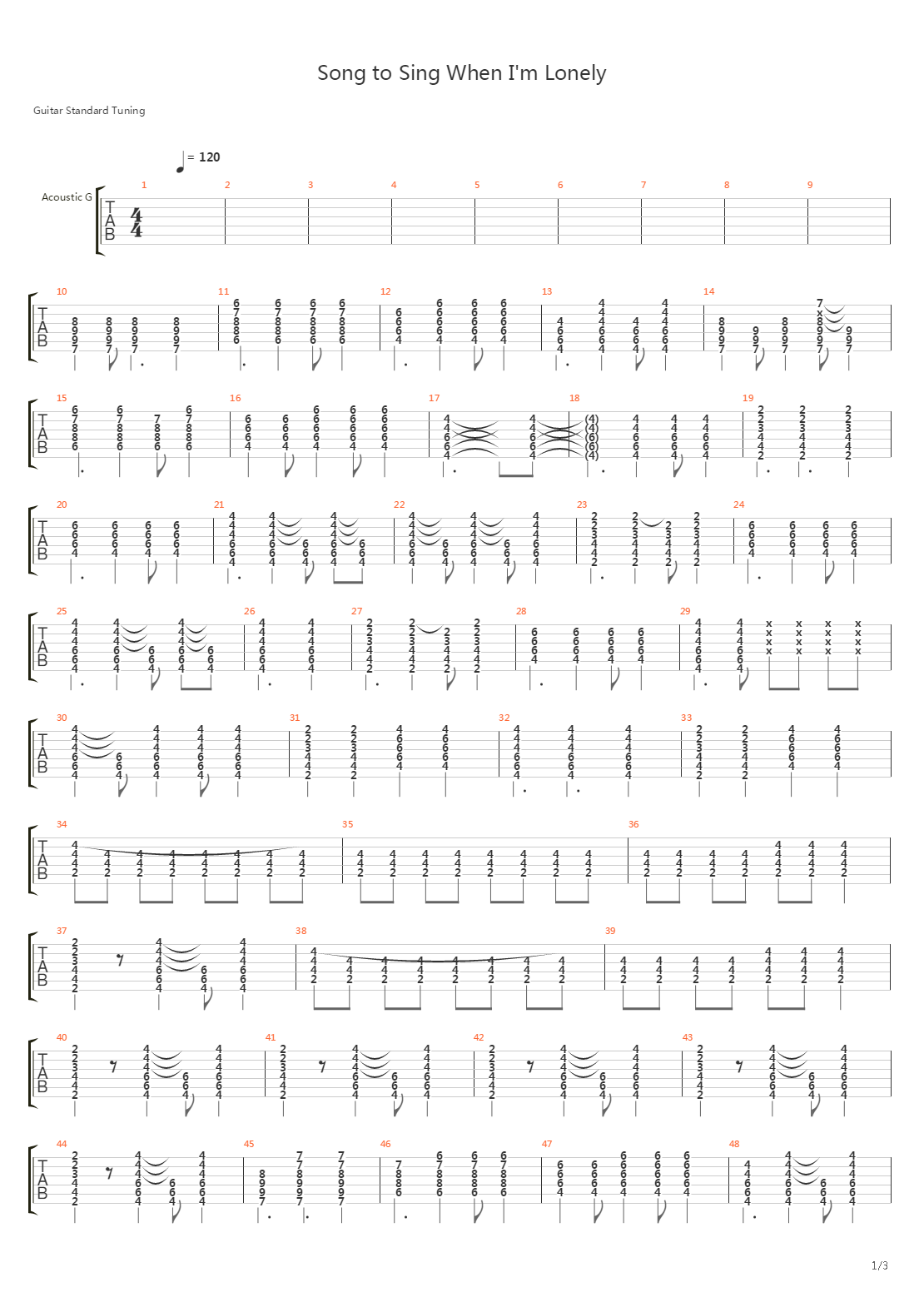 Song To Sing When Im Lonely吉他谱