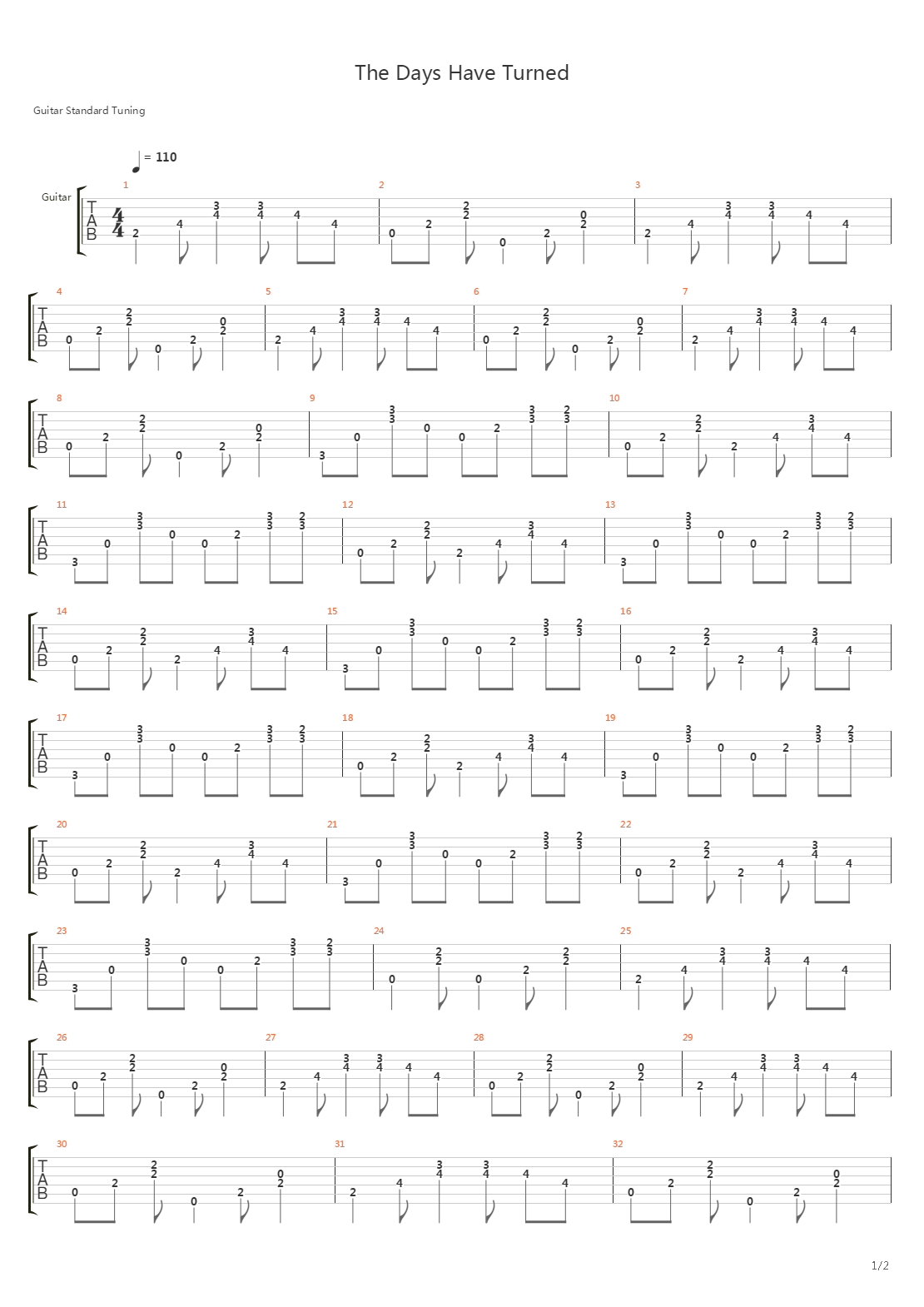 The Days Have Turned吉他谱
