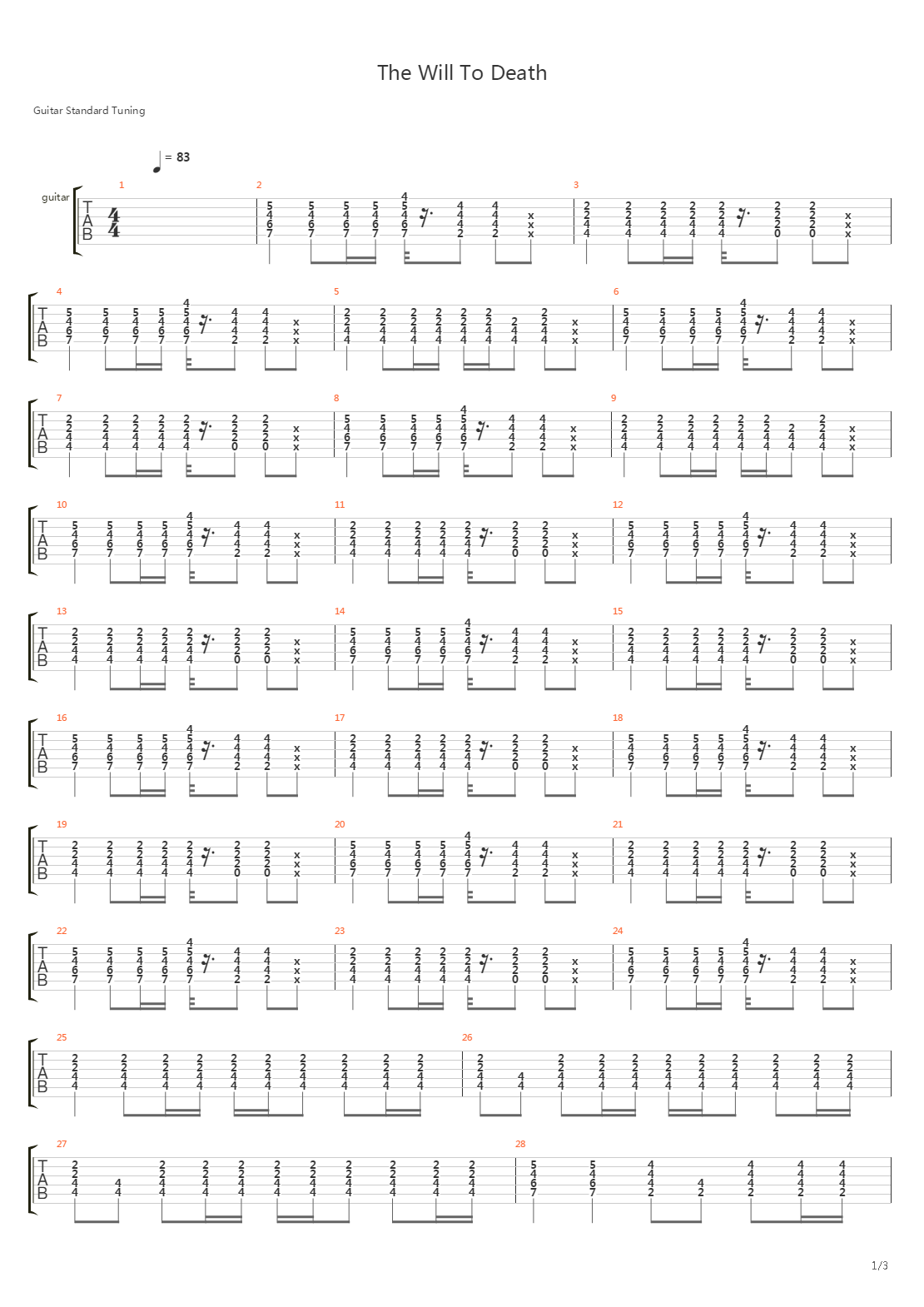 The Will To Death吉他谱