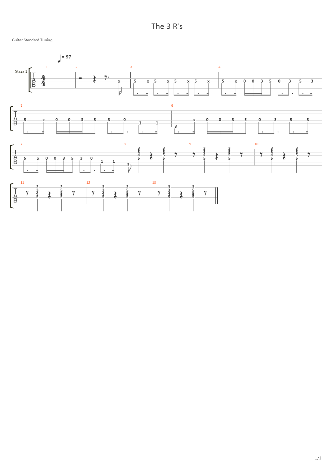 3 Rs吉他谱