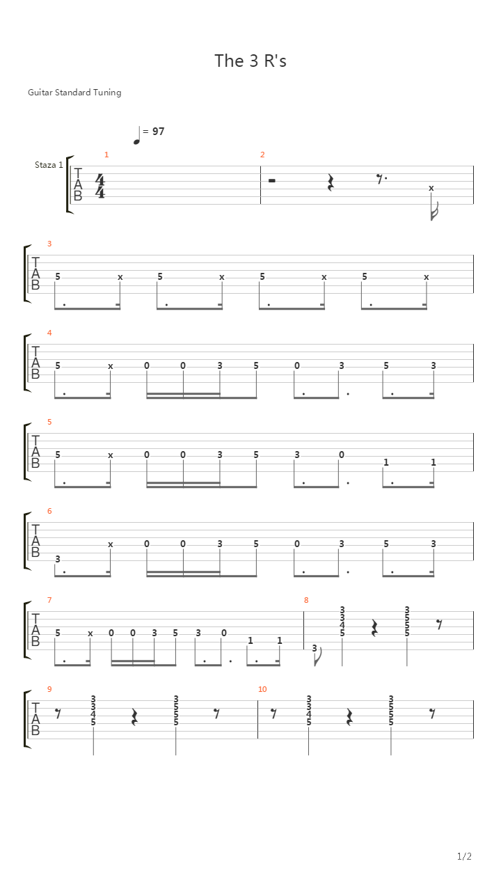 3 Rs吉他谱