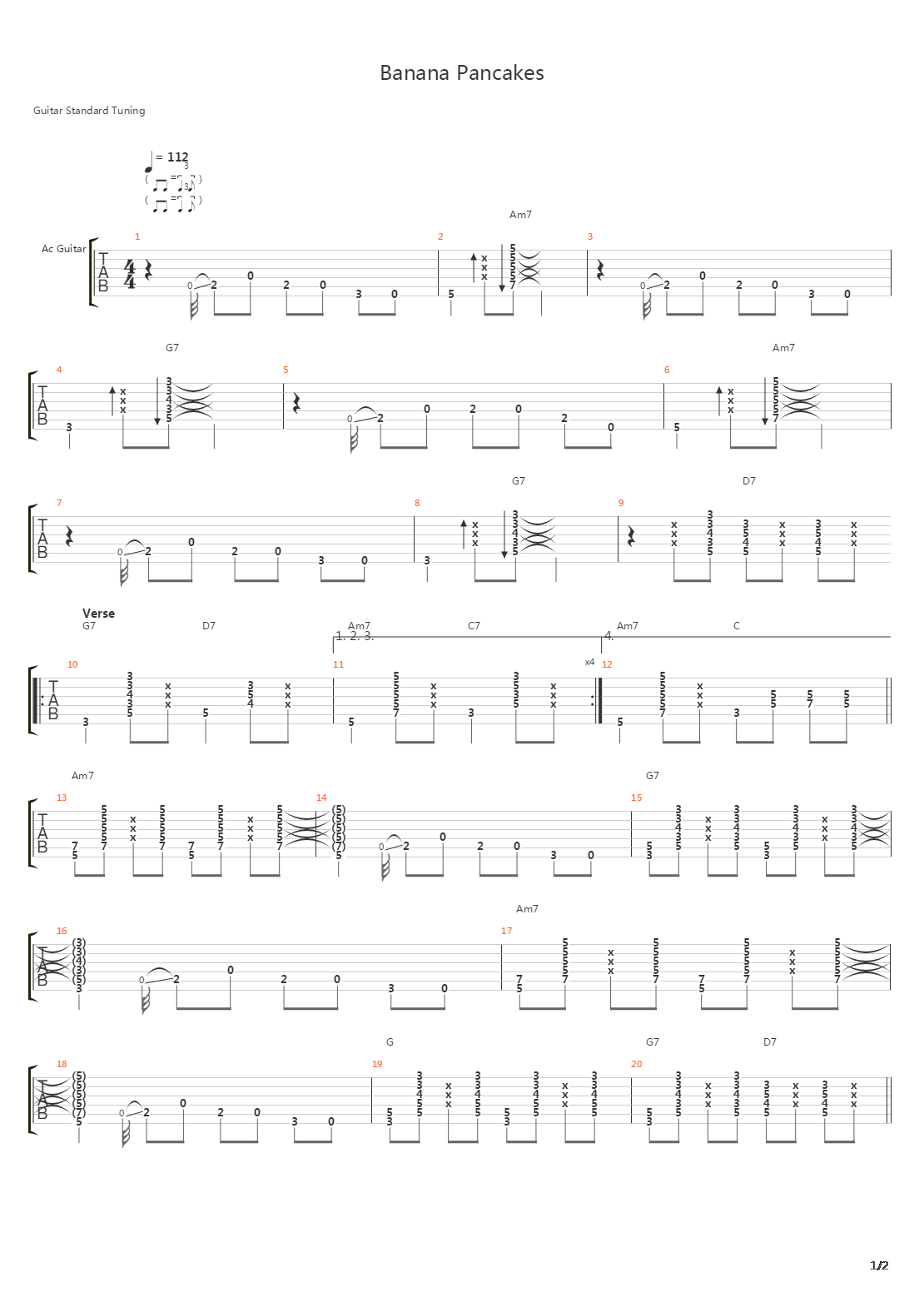 Banana Pancakes吉他谱