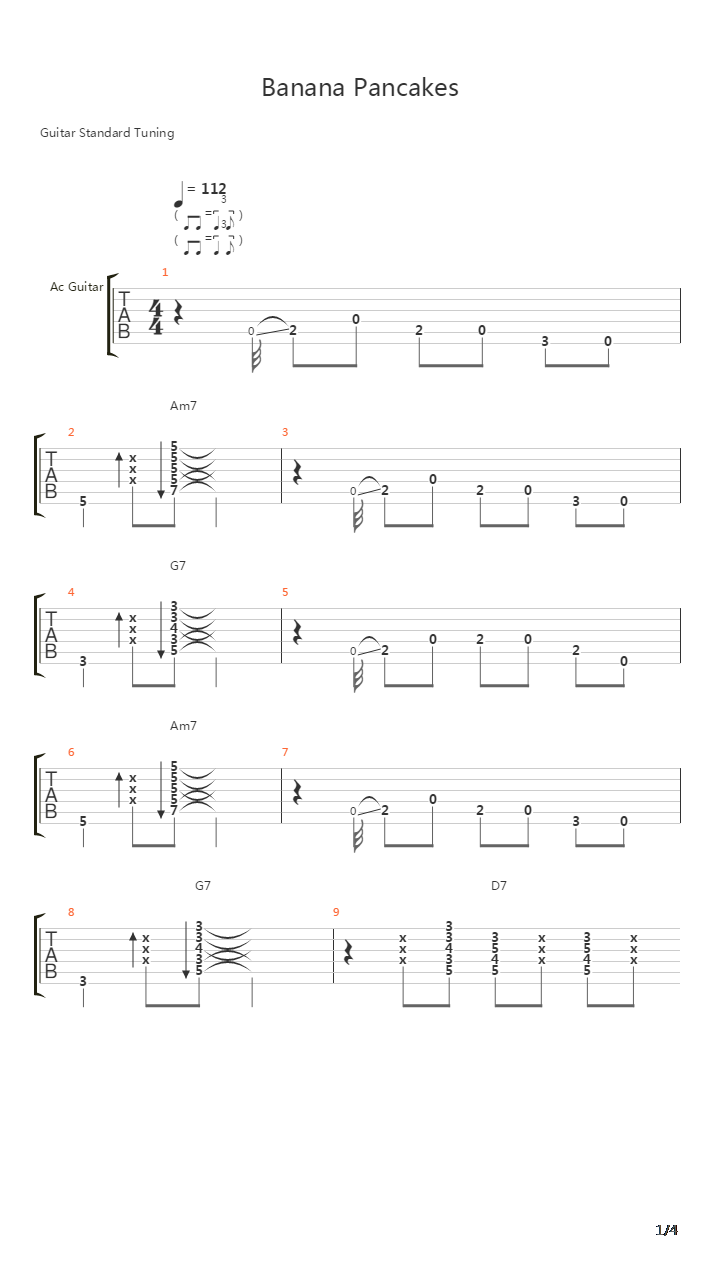 Banana Pancakes吉他谱