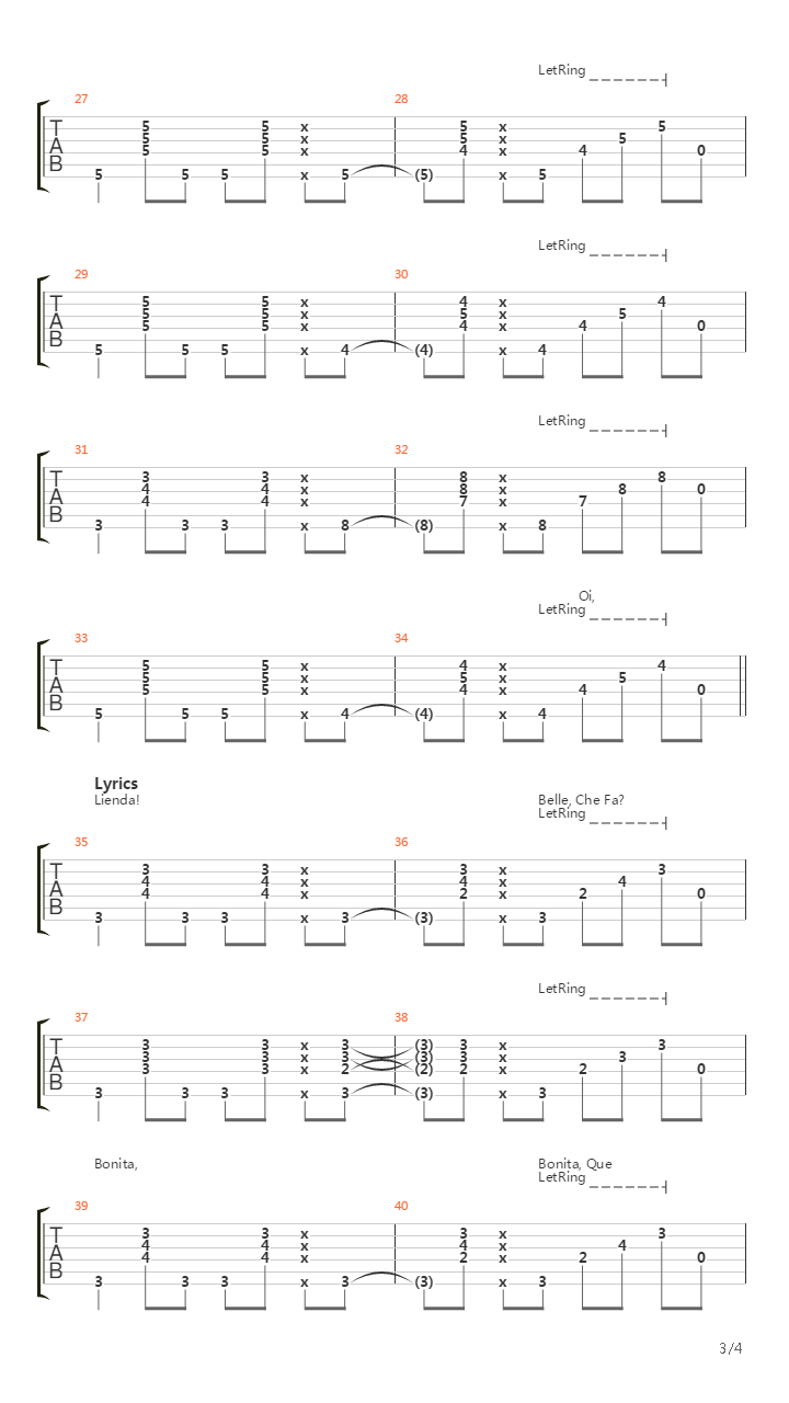 Belle吉他谱