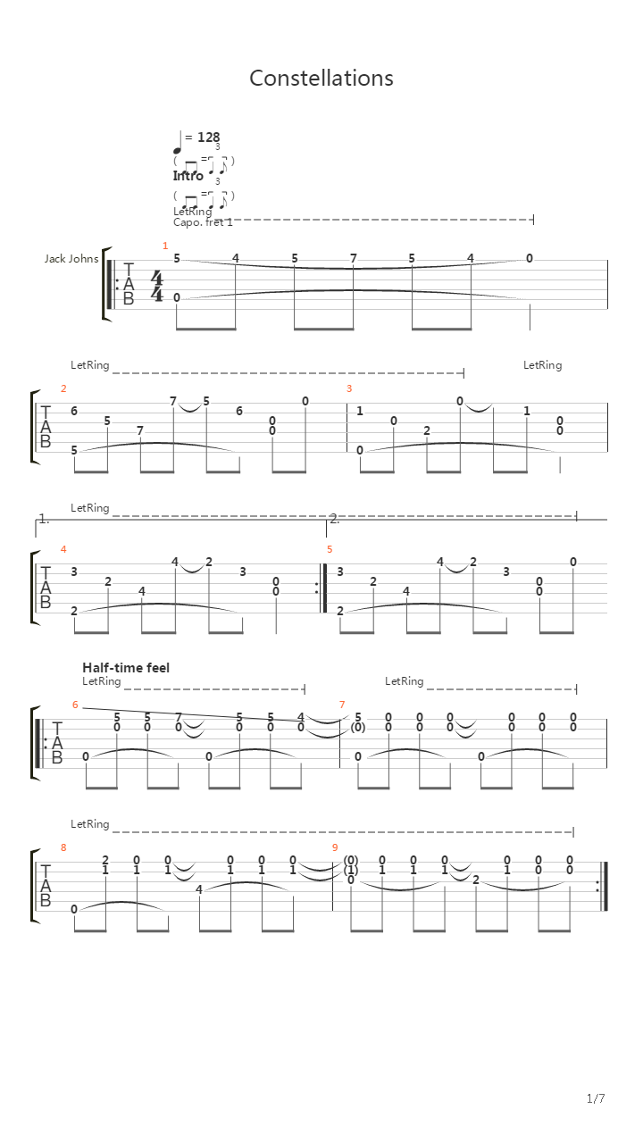 Constellations吉他谱