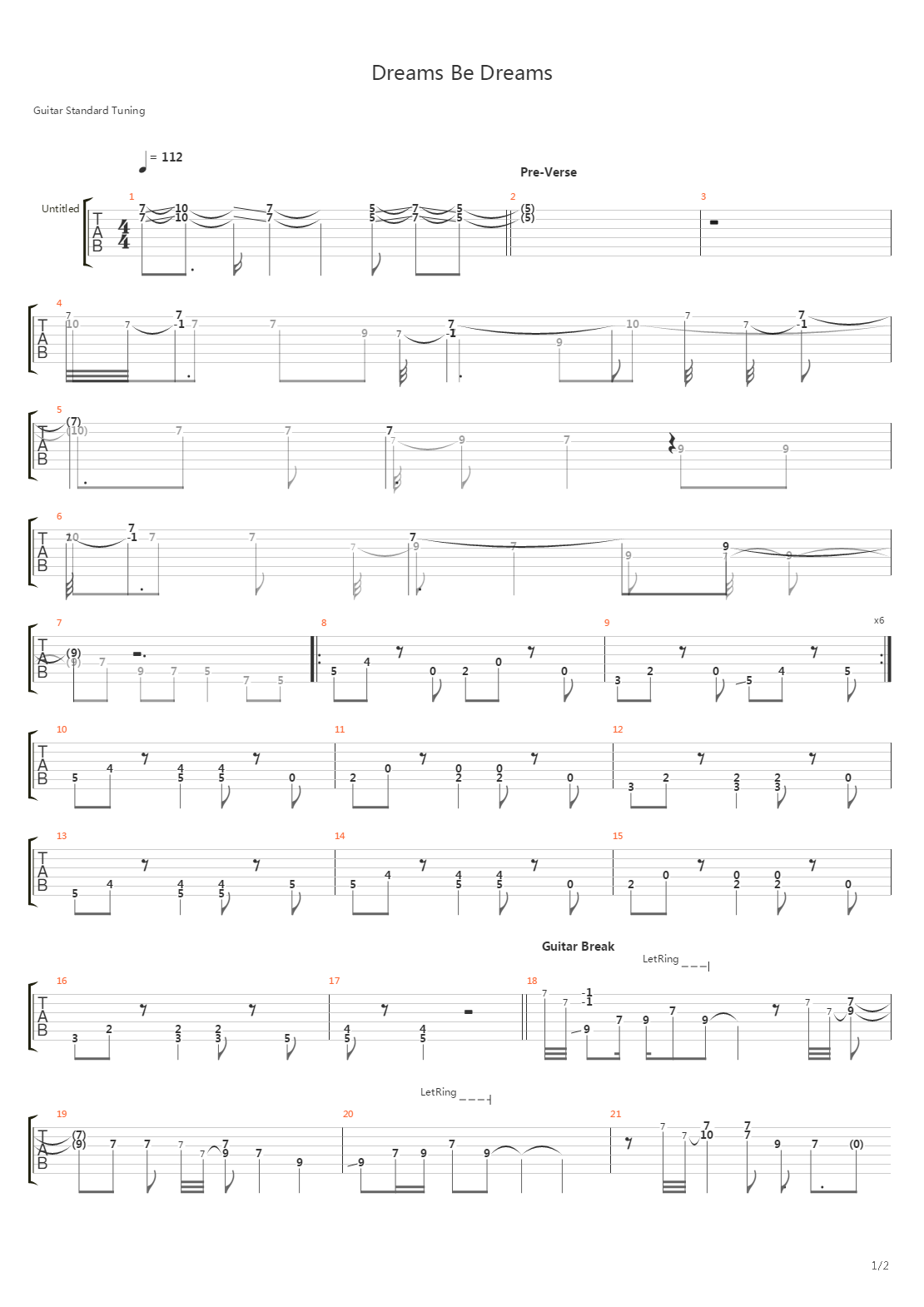 Dreams Be Dreams吉他谱