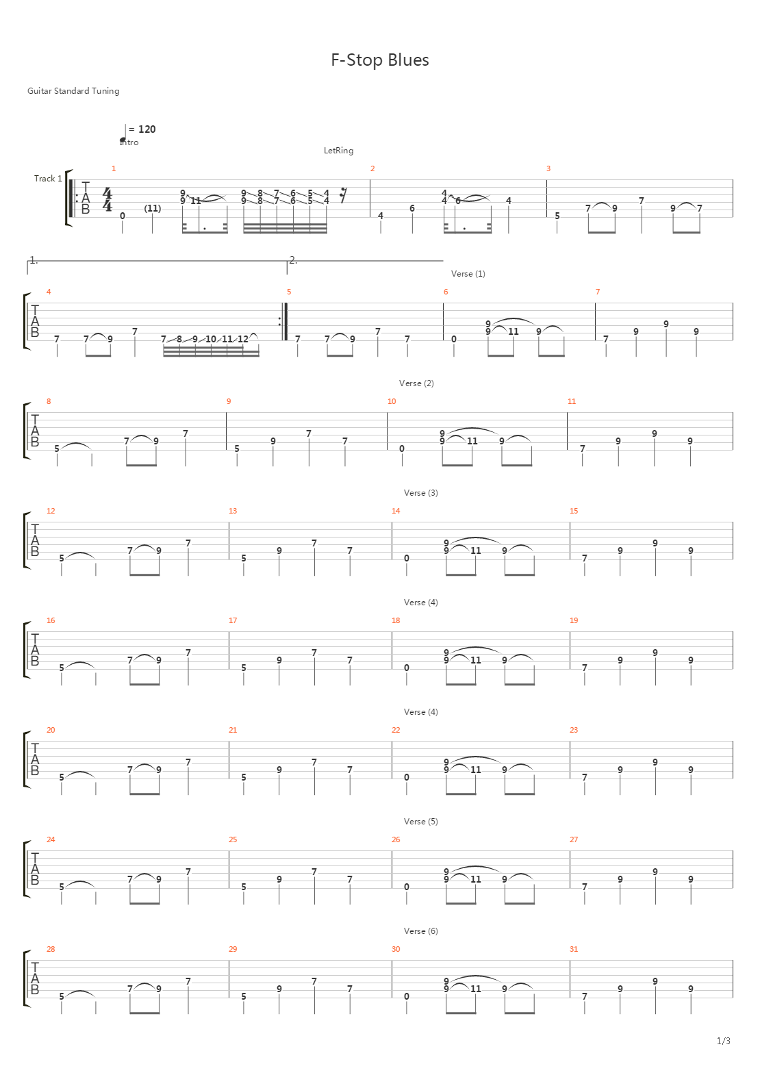 F Stop Blues吉他谱