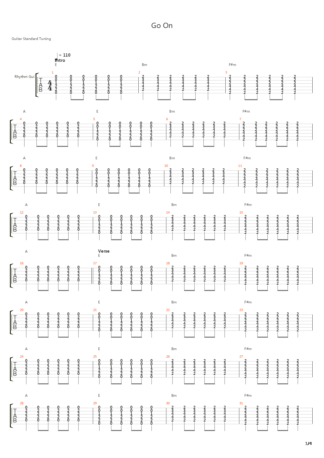 Go On吉他谱