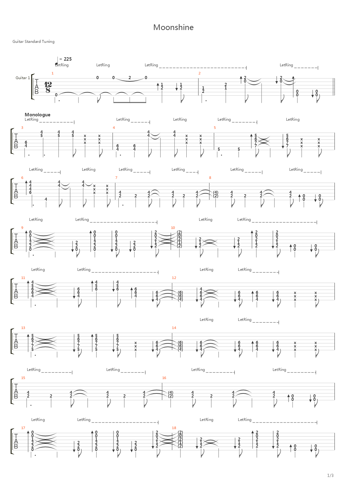 Moonshine吉他谱