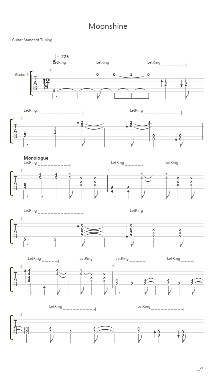 Moonshine吉他谱