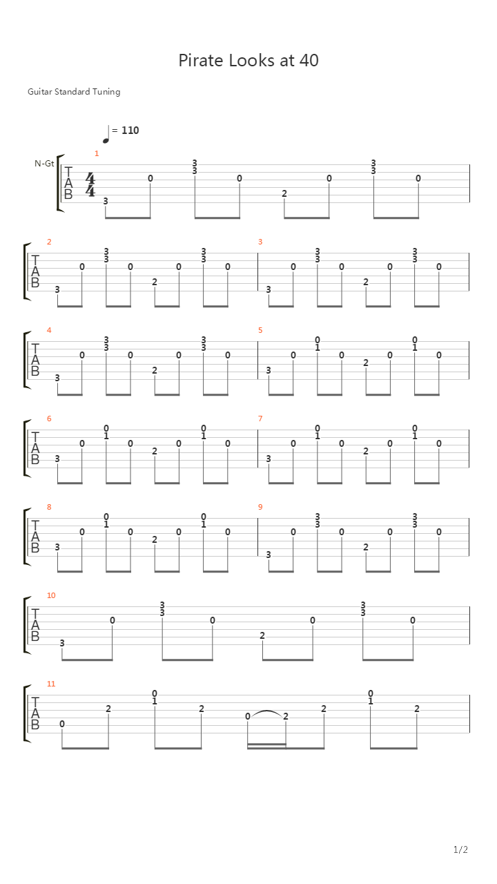 Pirate Looks At 40吉他谱