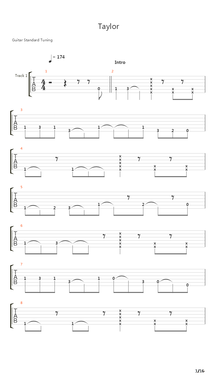 Taylor吉他谱