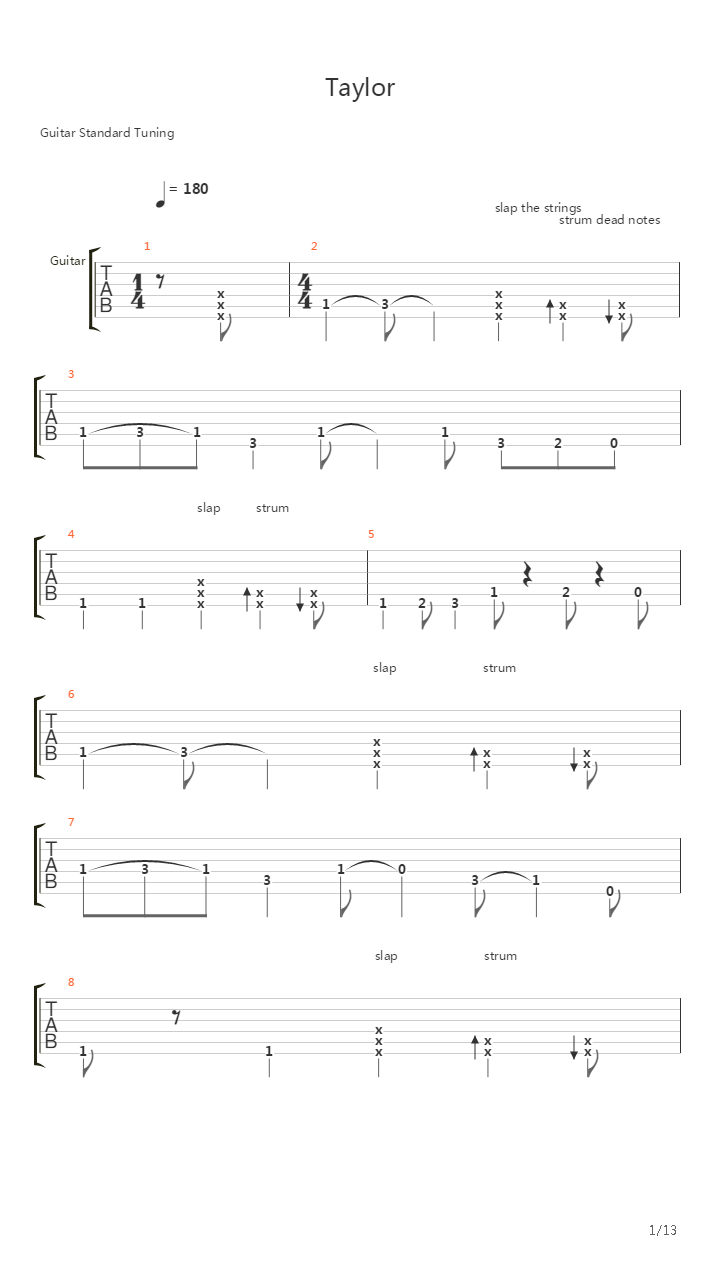 Taylor吉他谱