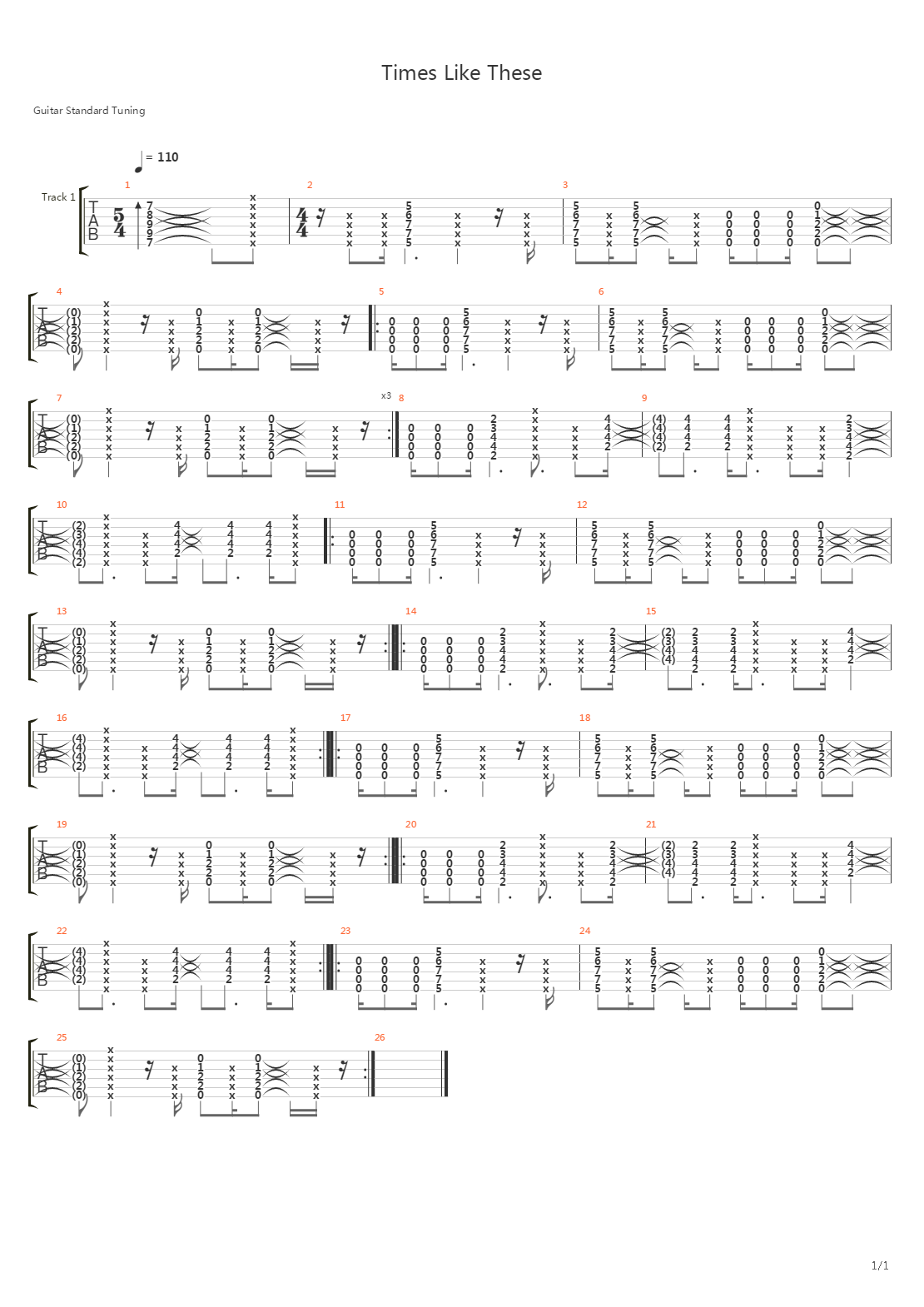 Times Like These吉他谱