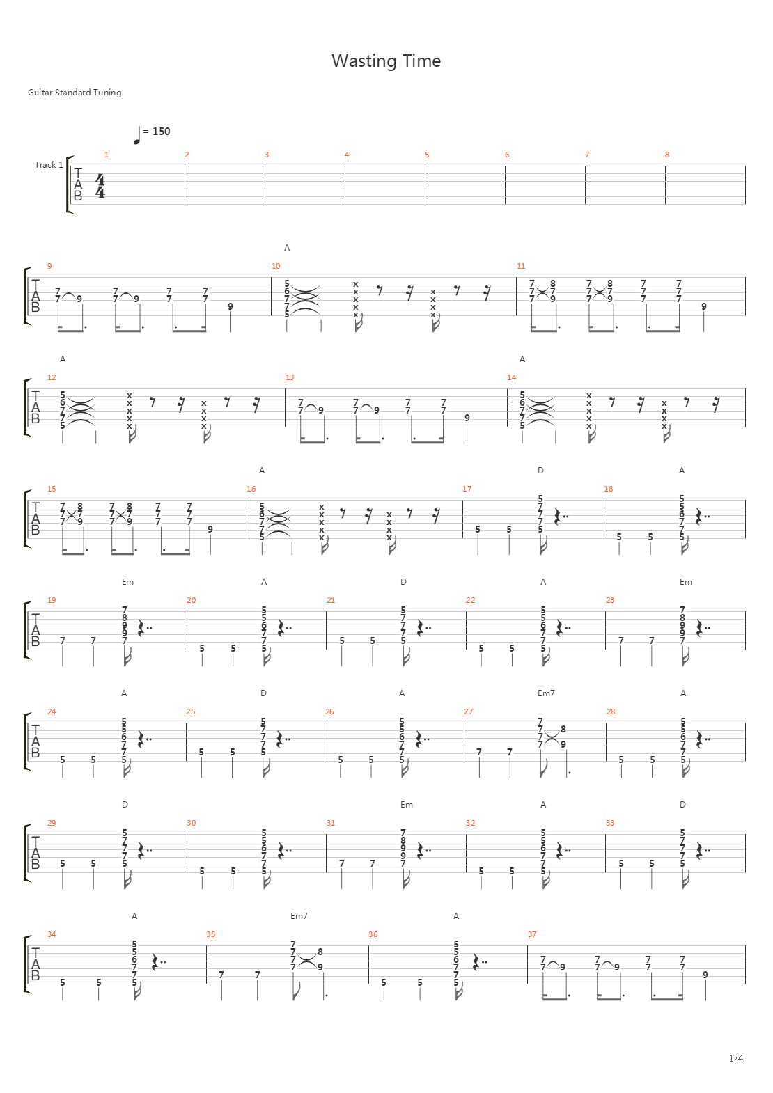 Wasting Time吉他谱
