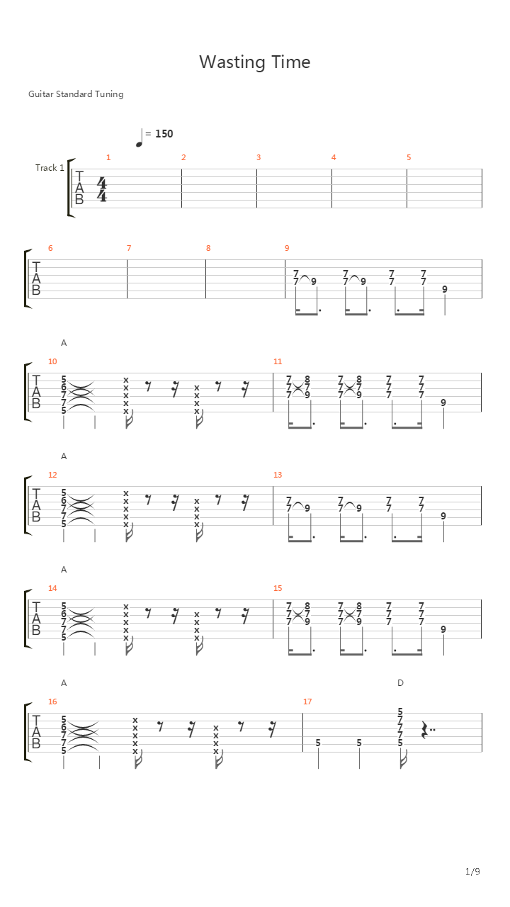 Wasting Time吉他谱