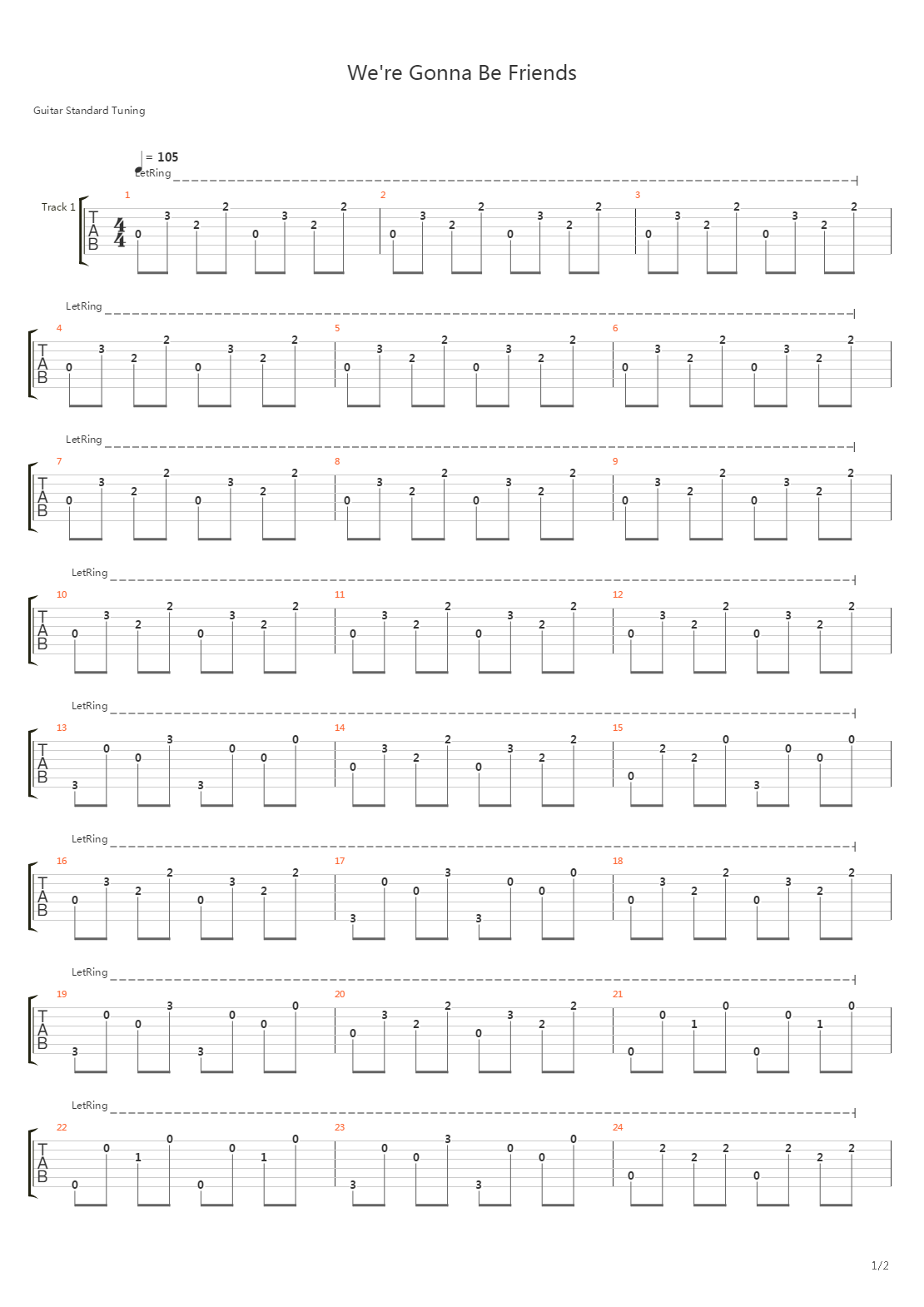 Were Going To Be Friends吉他谱