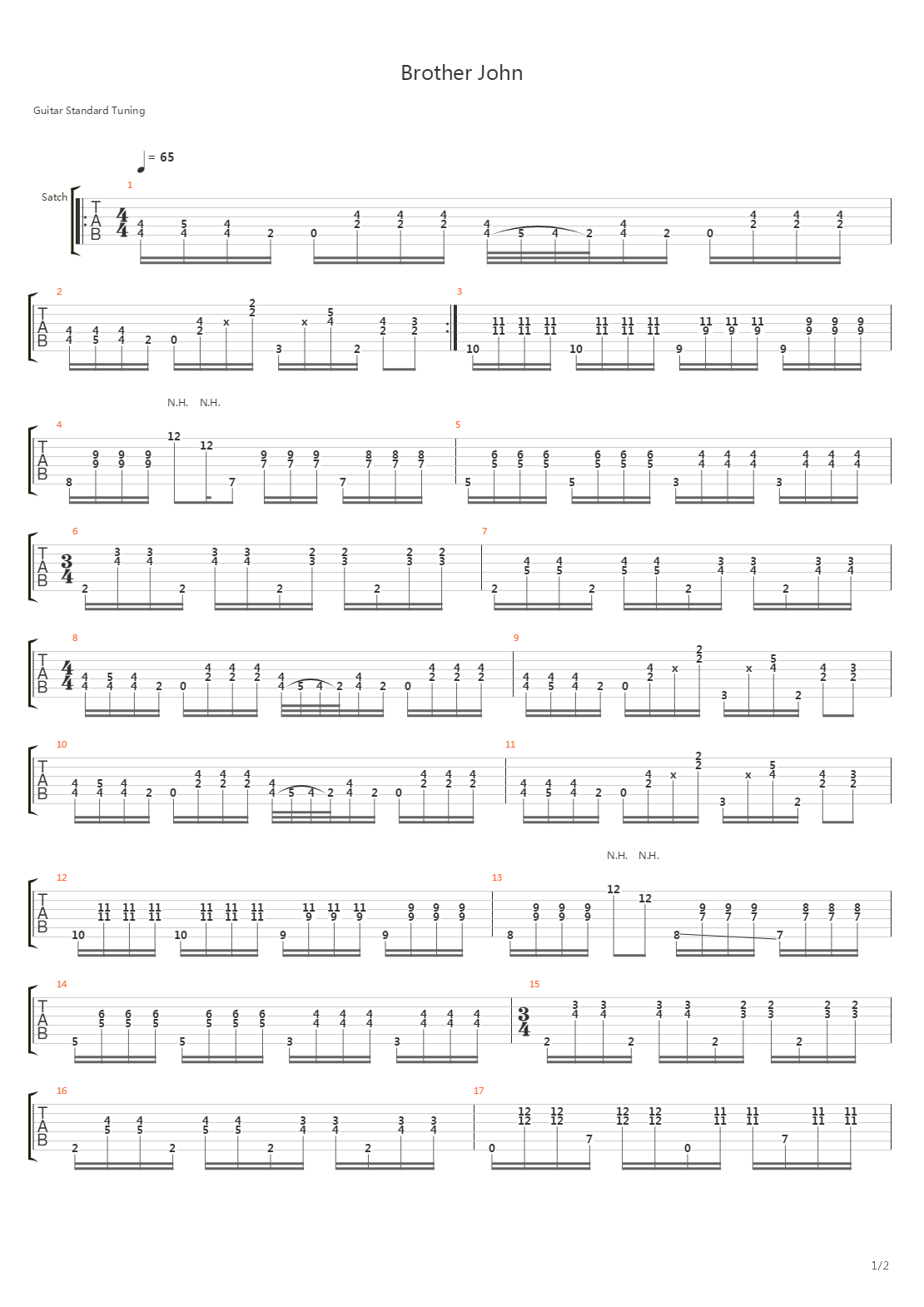 Brother John吉他谱