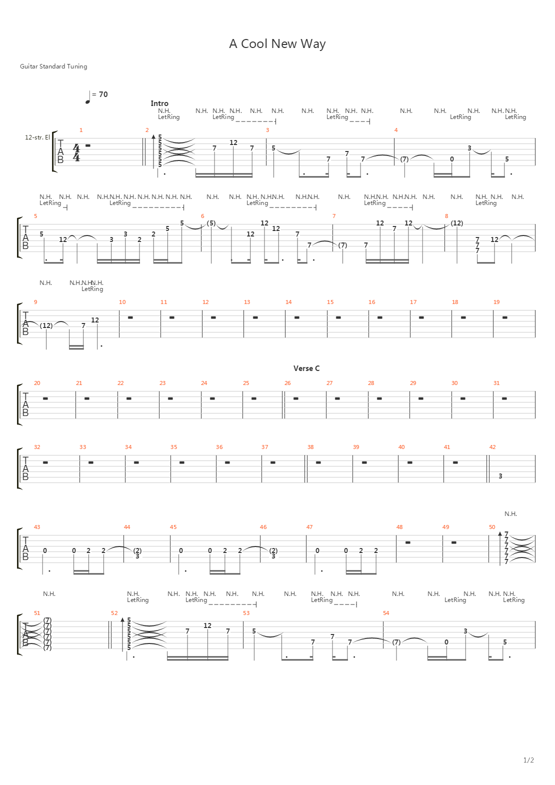 A Cool New Way吉他谱
