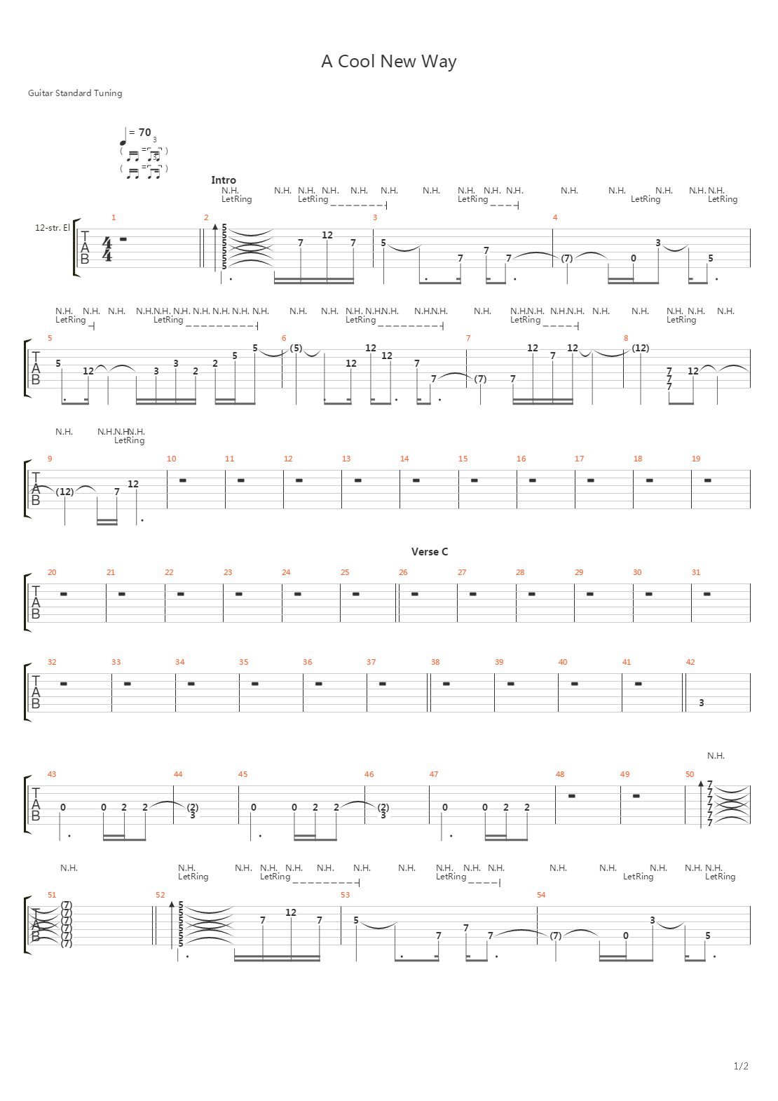 A Cool New Way吉他谱