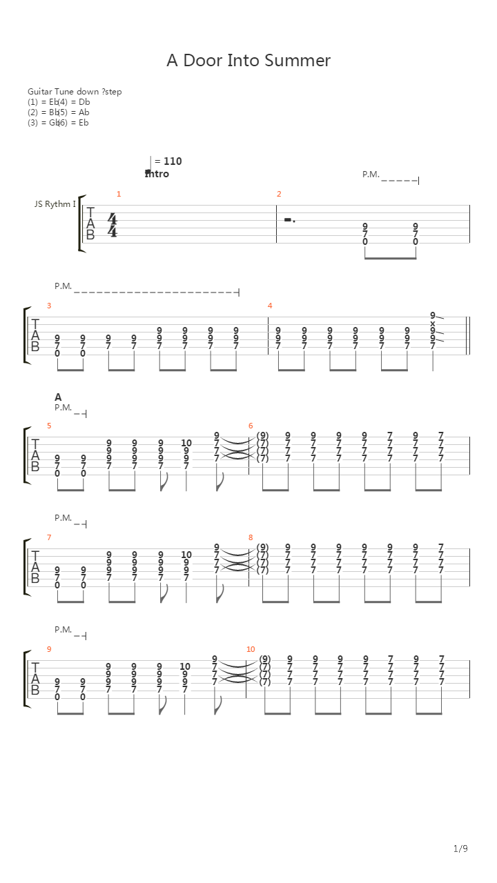 A Door Into Summer吉他谱