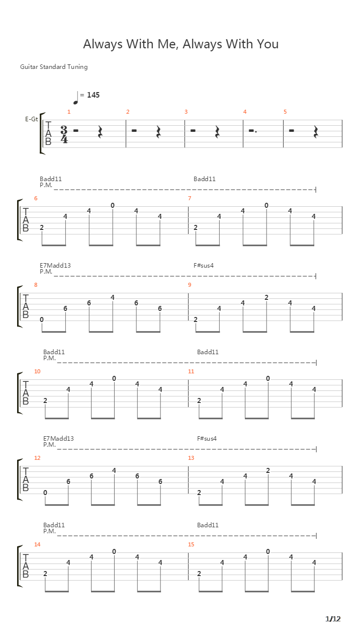 Always With Me Always With You吉他谱
