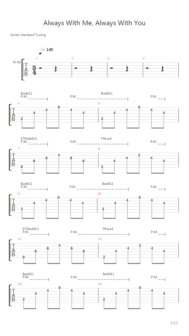 Always With Me Always With You吉他谱