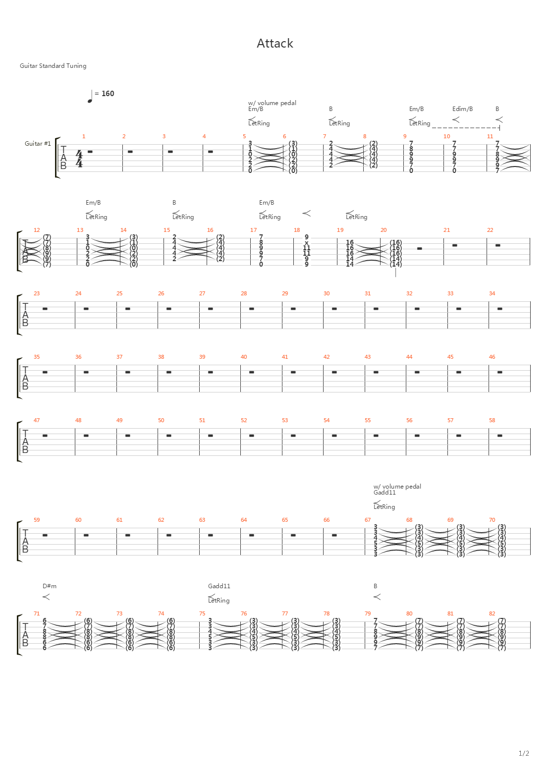 Attack吉他谱