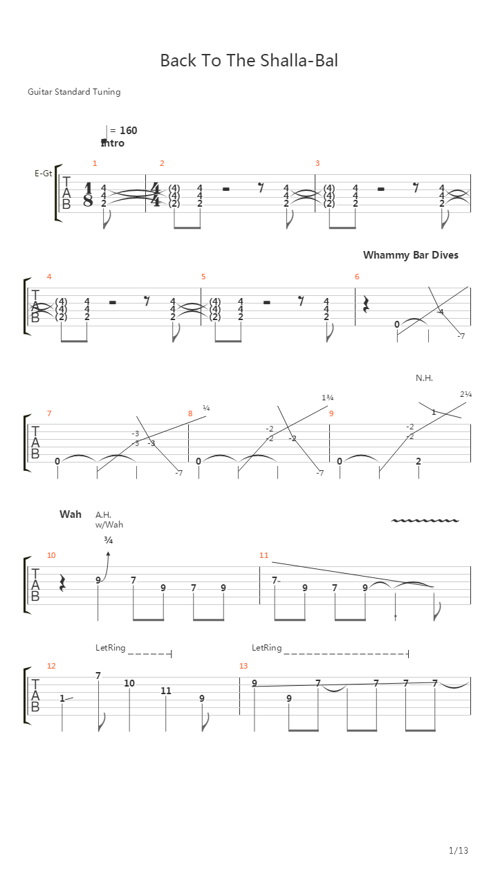 Back To The Shalla-bal吉他谱