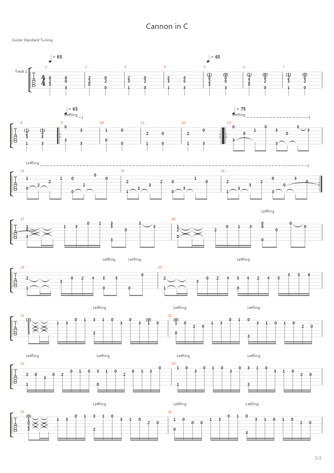 Cannon In C吉他谱