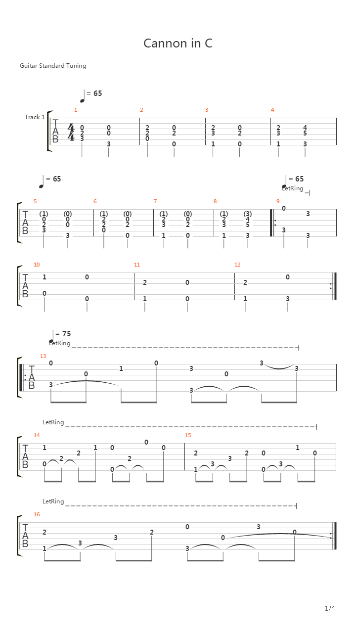 Cannon In C吉他谱