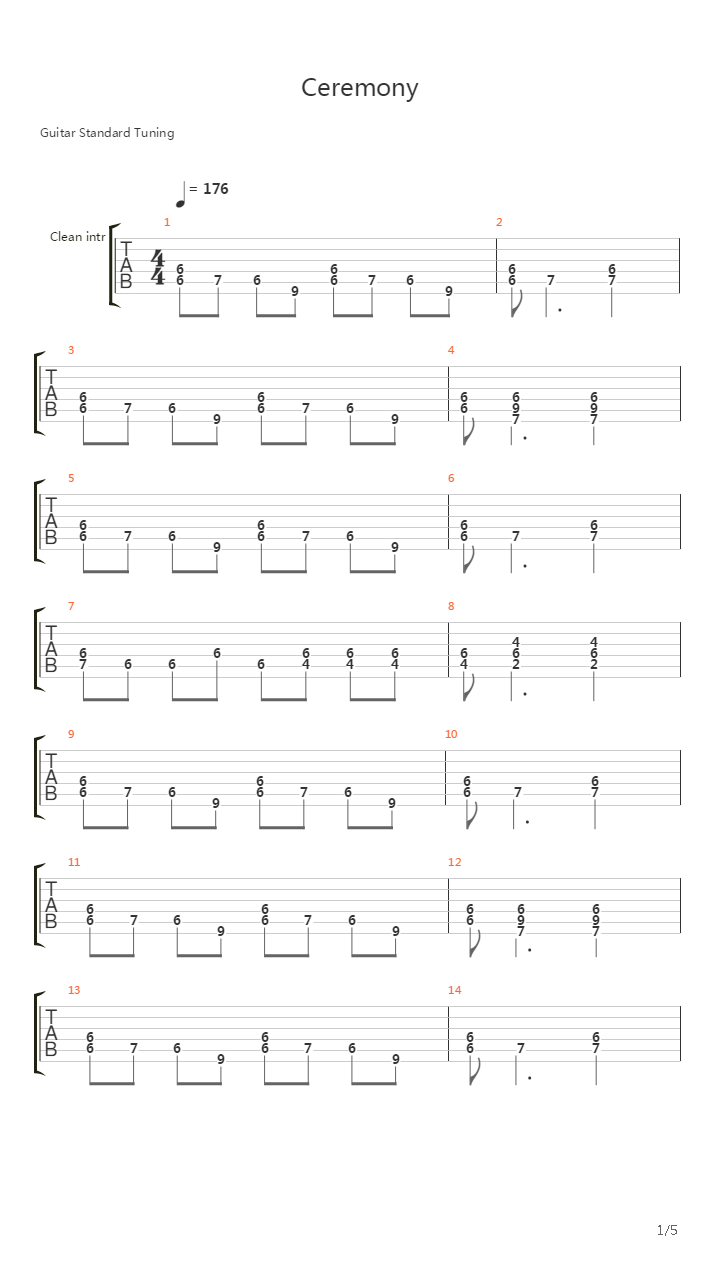 Ceremony吉他谱