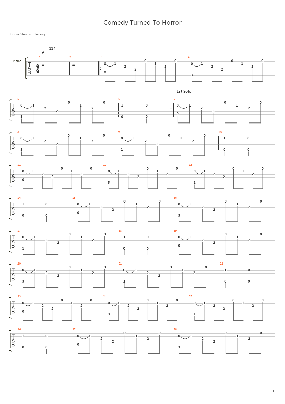 Comedy Turned To Horror吉他谱