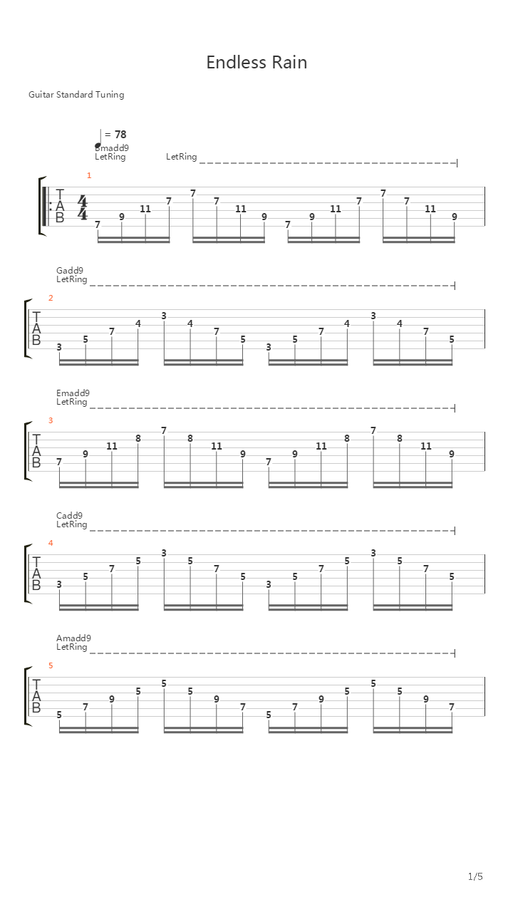 Endless Rain吉他谱