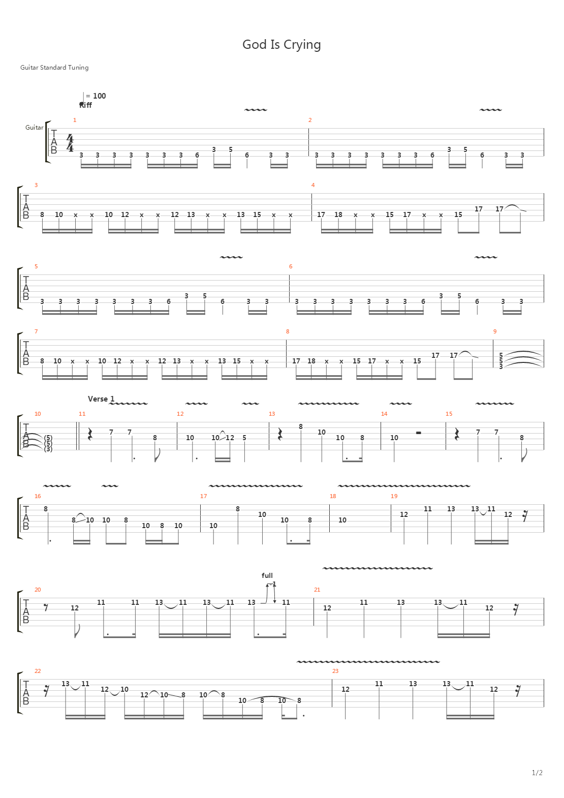 God Is Crying吉他谱