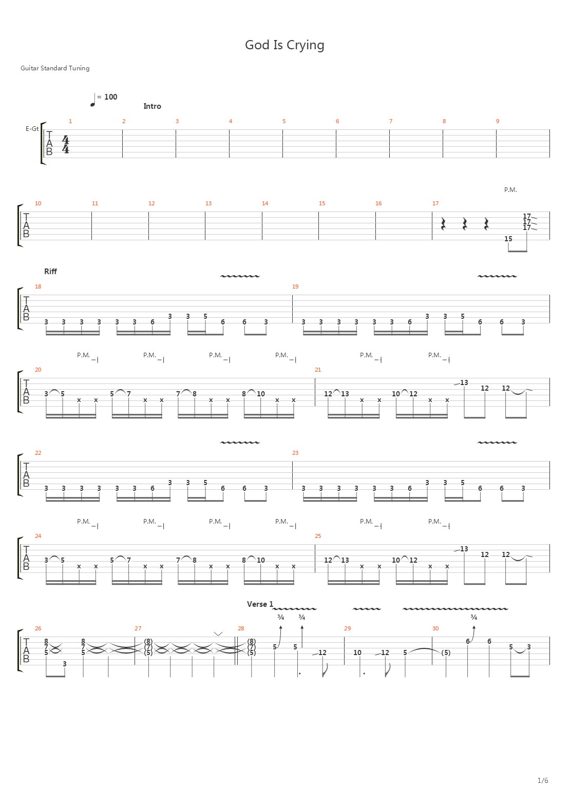 God Is Crying吉他谱
