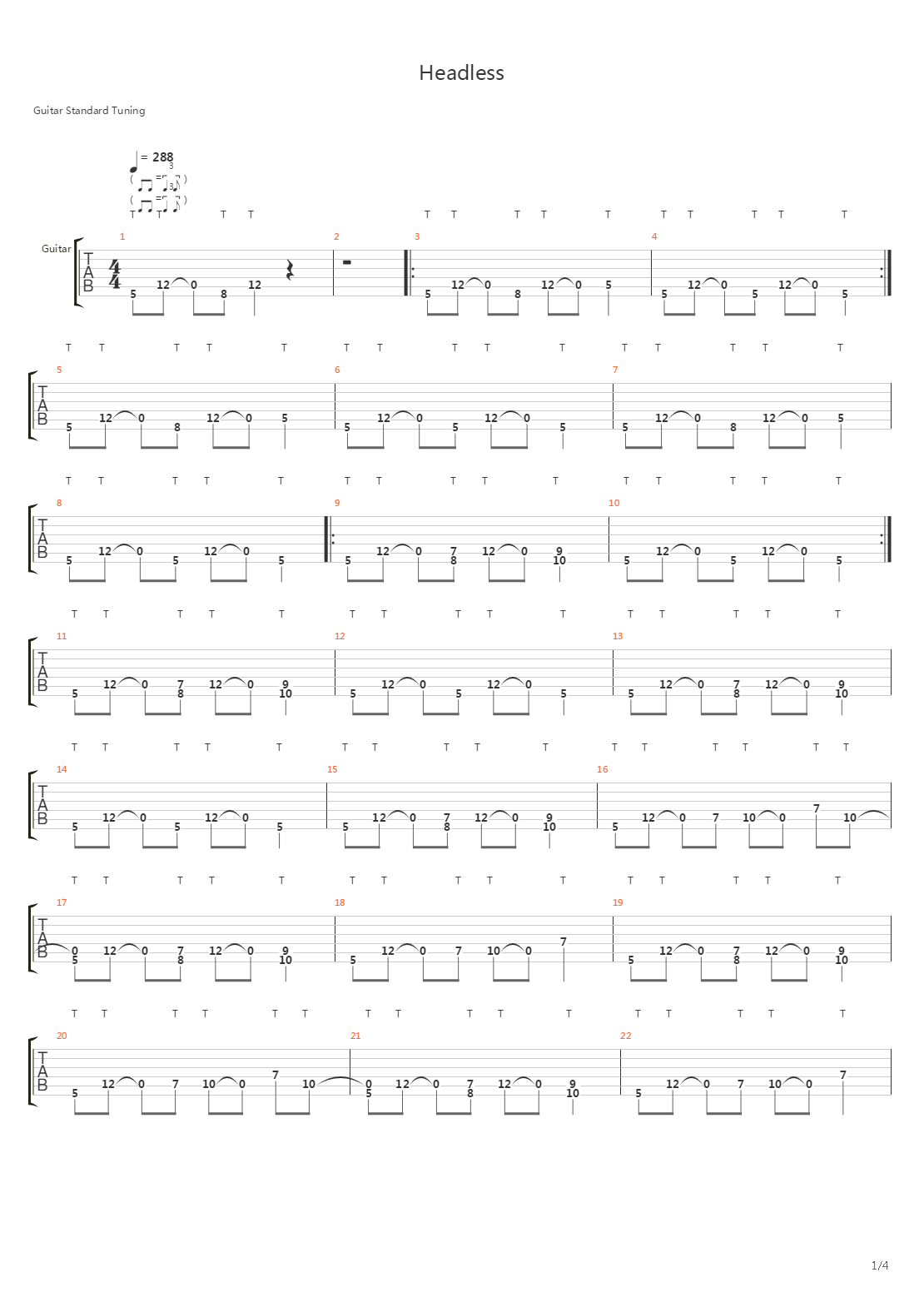 Headless吉他谱