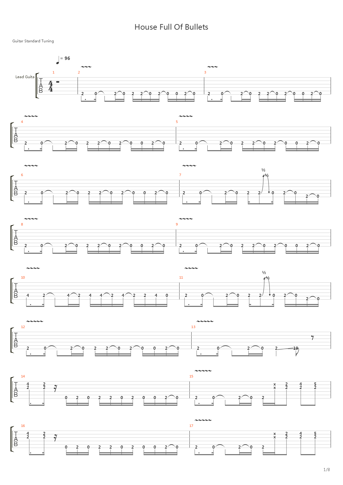 House Full Of Bullets吉他谱