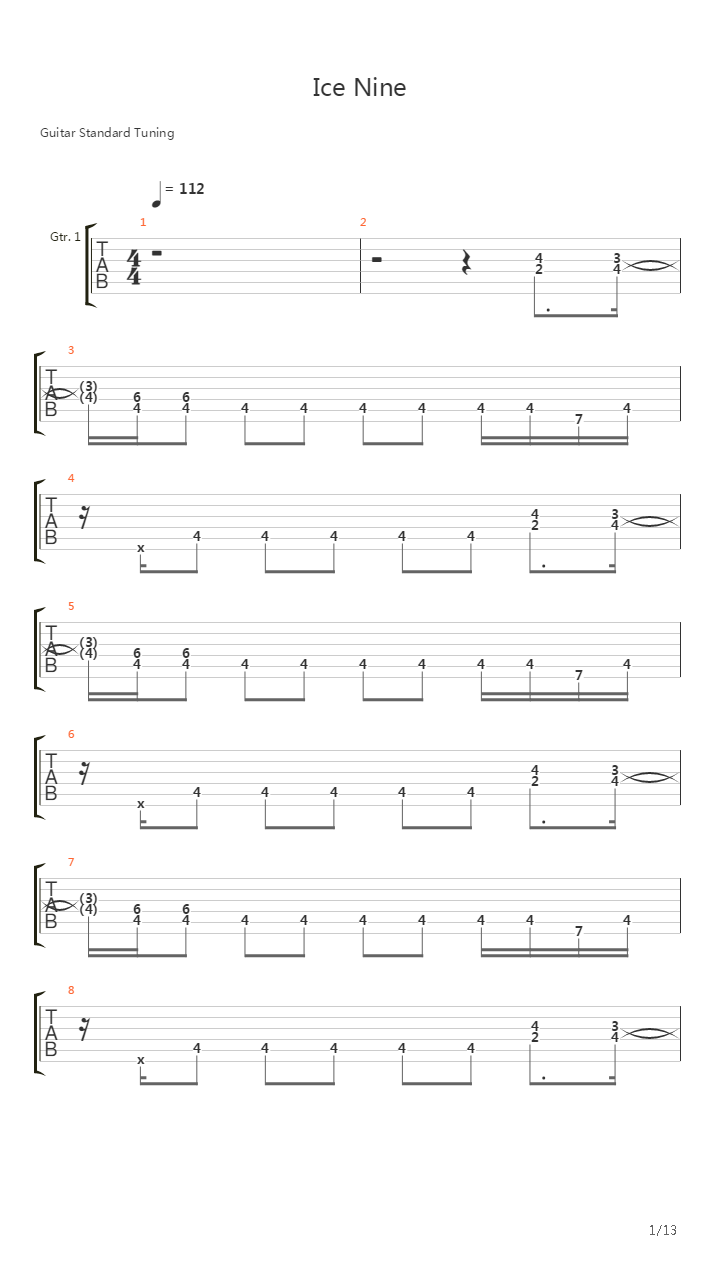 Ice 9吉他谱