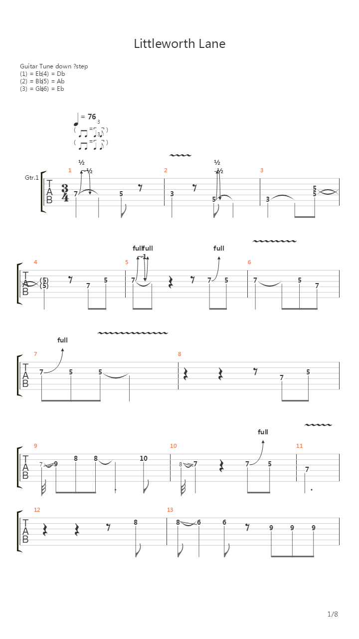 Littleworth Lane吉他谱