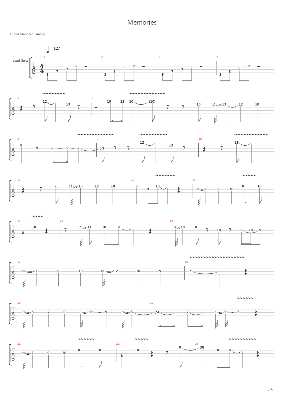 Memories吉他谱