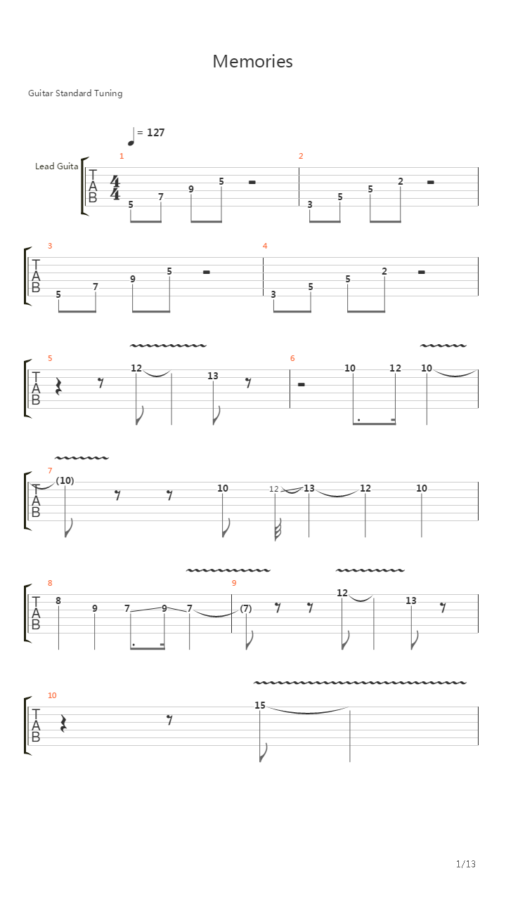 Memories吉他谱