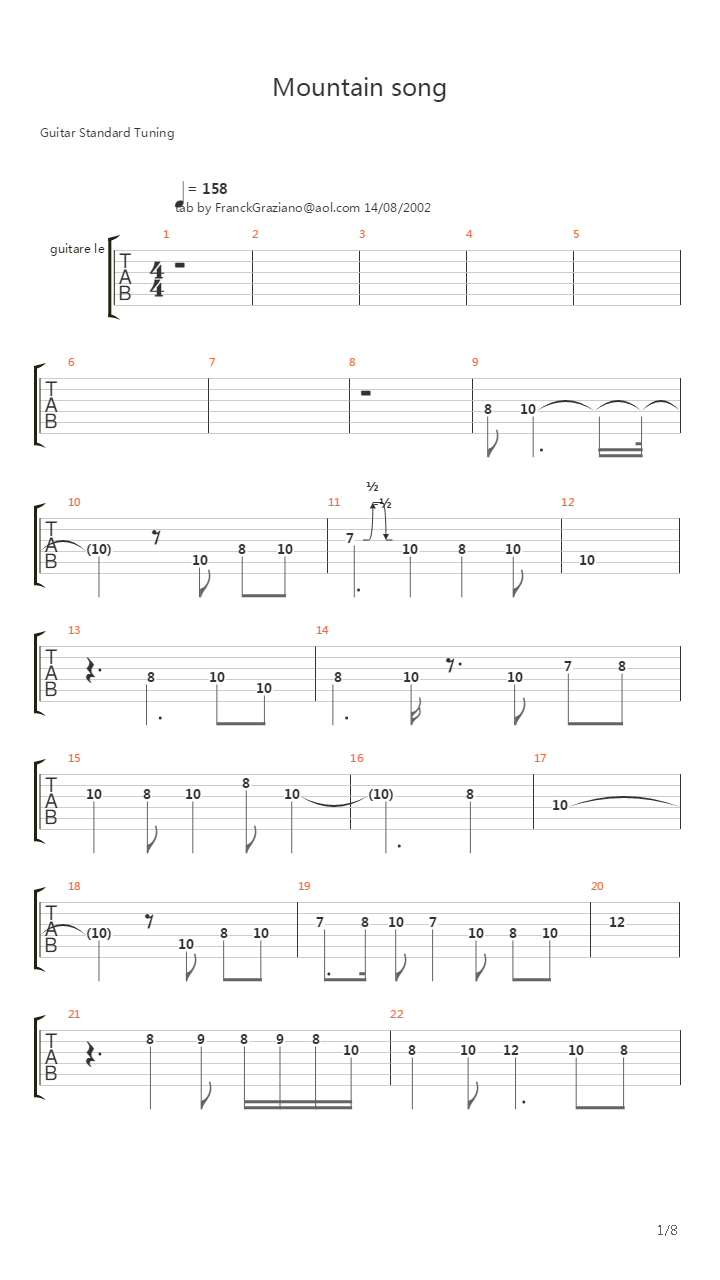 Mountain Song吉他谱