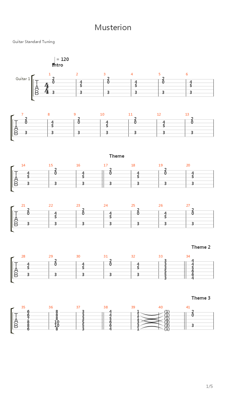 Musterion吉他谱