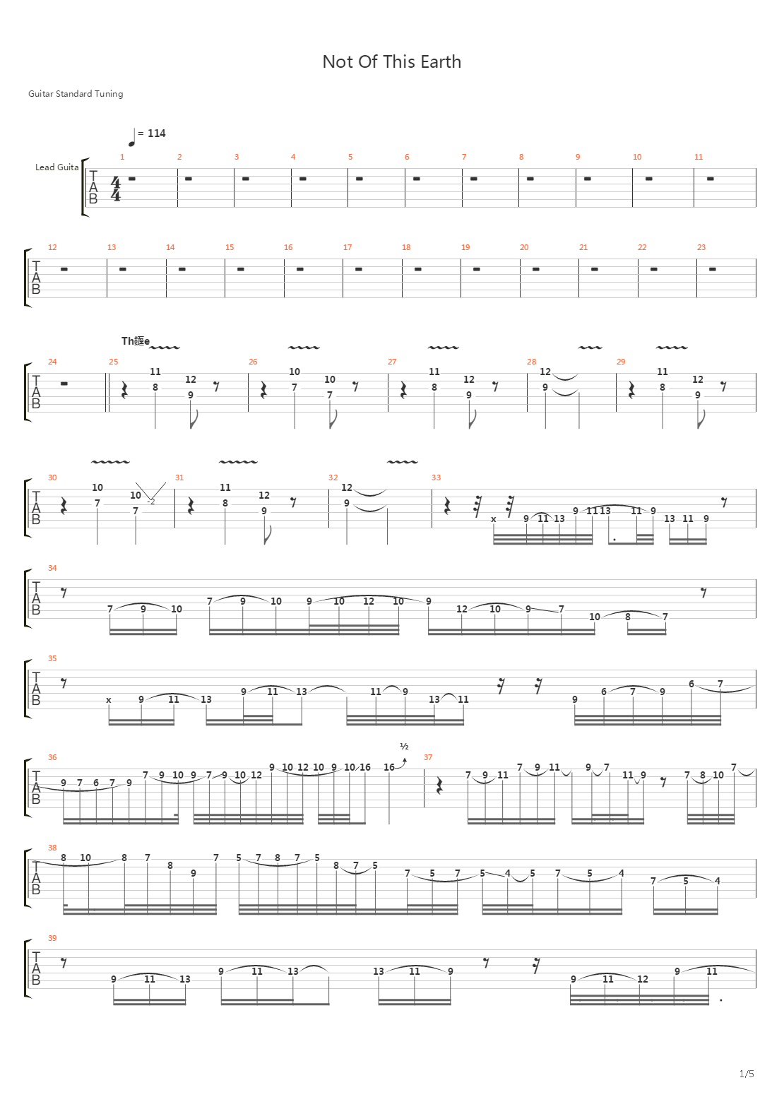 Not Of This Earth吉他谱