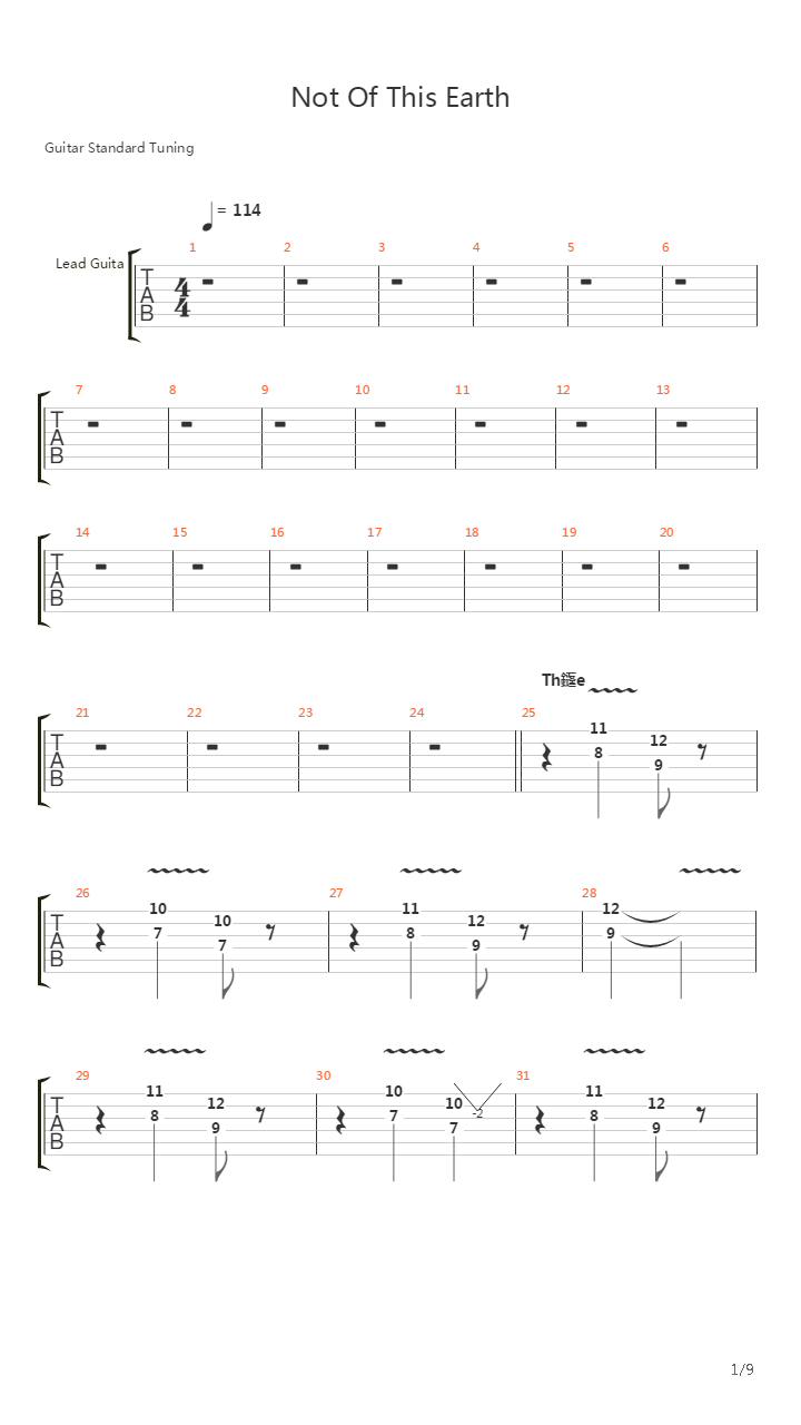 Not Of This Earth吉他谱
