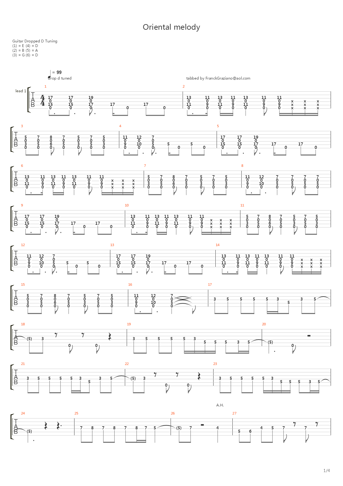 Oriental吉他谱