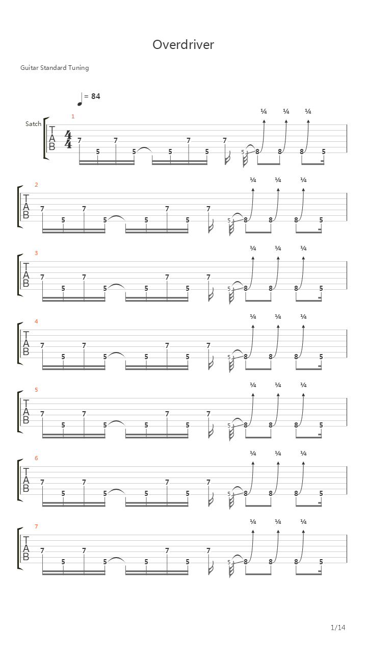 Overdriver吉他谱