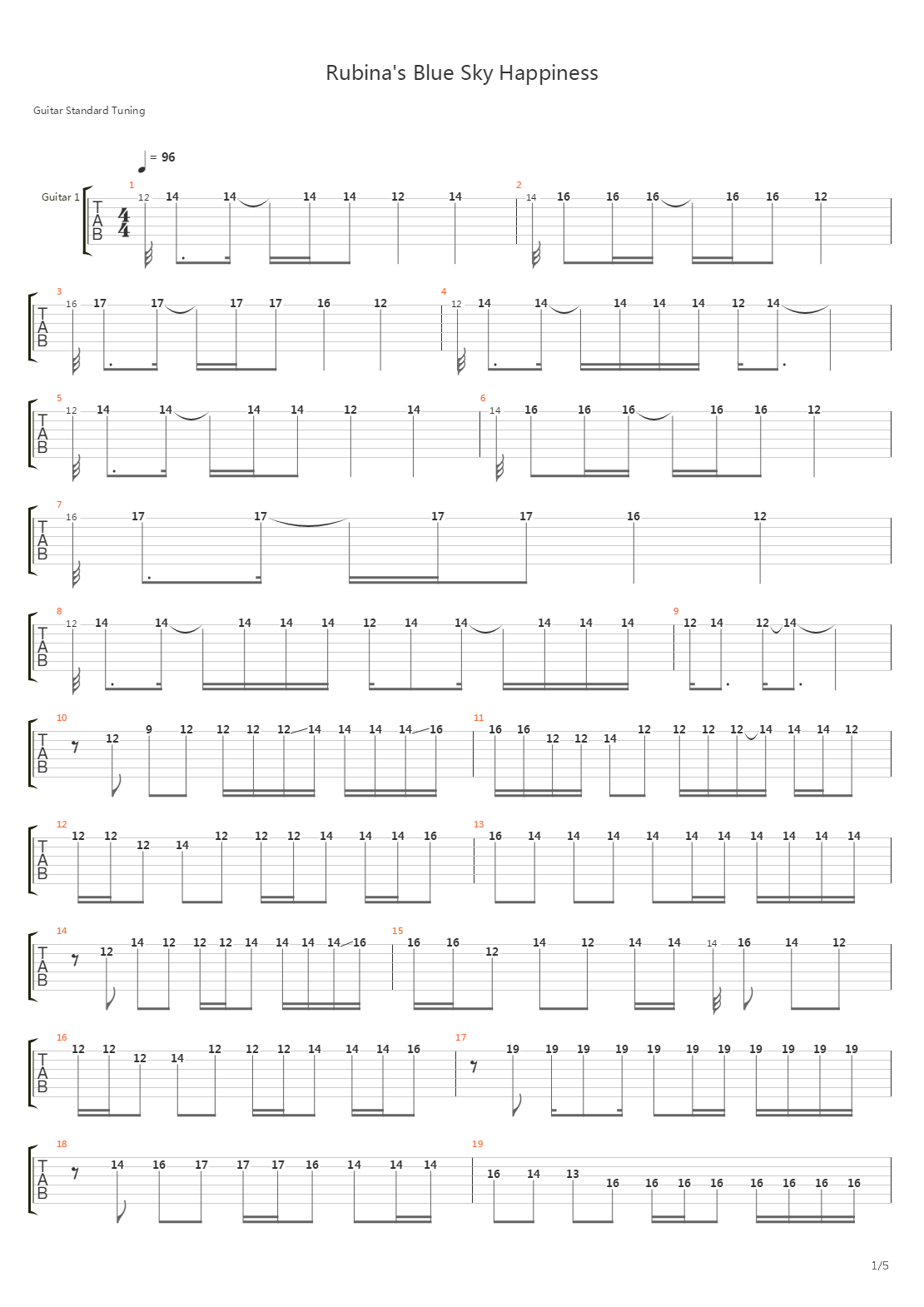 Rubinas Blue Sky Happiness吉他谱