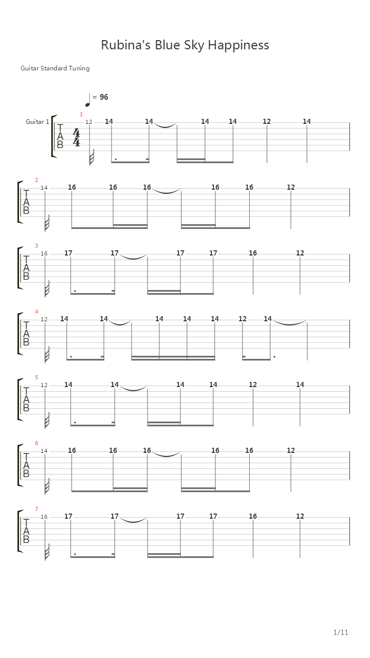 Rubinas Blue Sky Happiness吉他谱